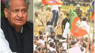 BJP's ruckus against Gehlot government on Lampi, police stopped from marching to the assembly, violent clashes