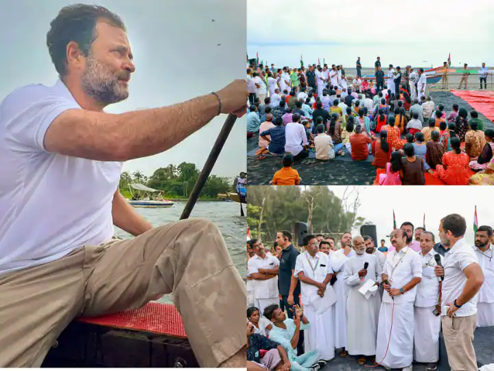 Rahul Gandhi attended snake boat race exhibition in Kerala during India Jodo Yatra, drove boat