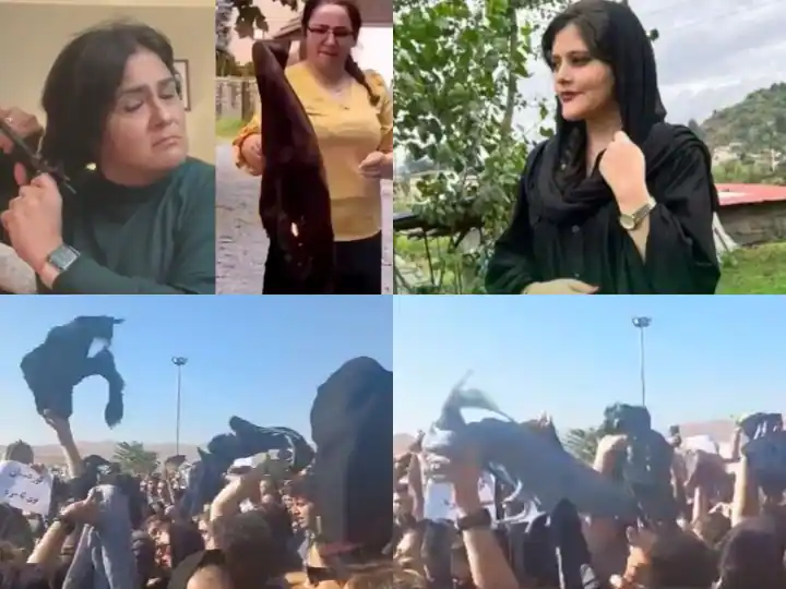 War against hijab in Iran, women burnt hijab and cut hair, government's swollen hands and feet